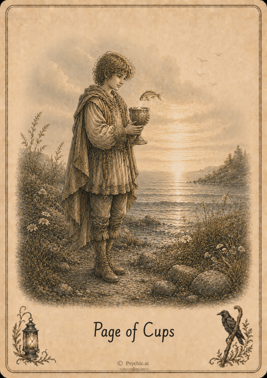 Page of Cups tarot card illustration